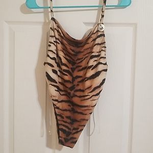 Forever 21 tiger print hi-cut one piece swimsuit
